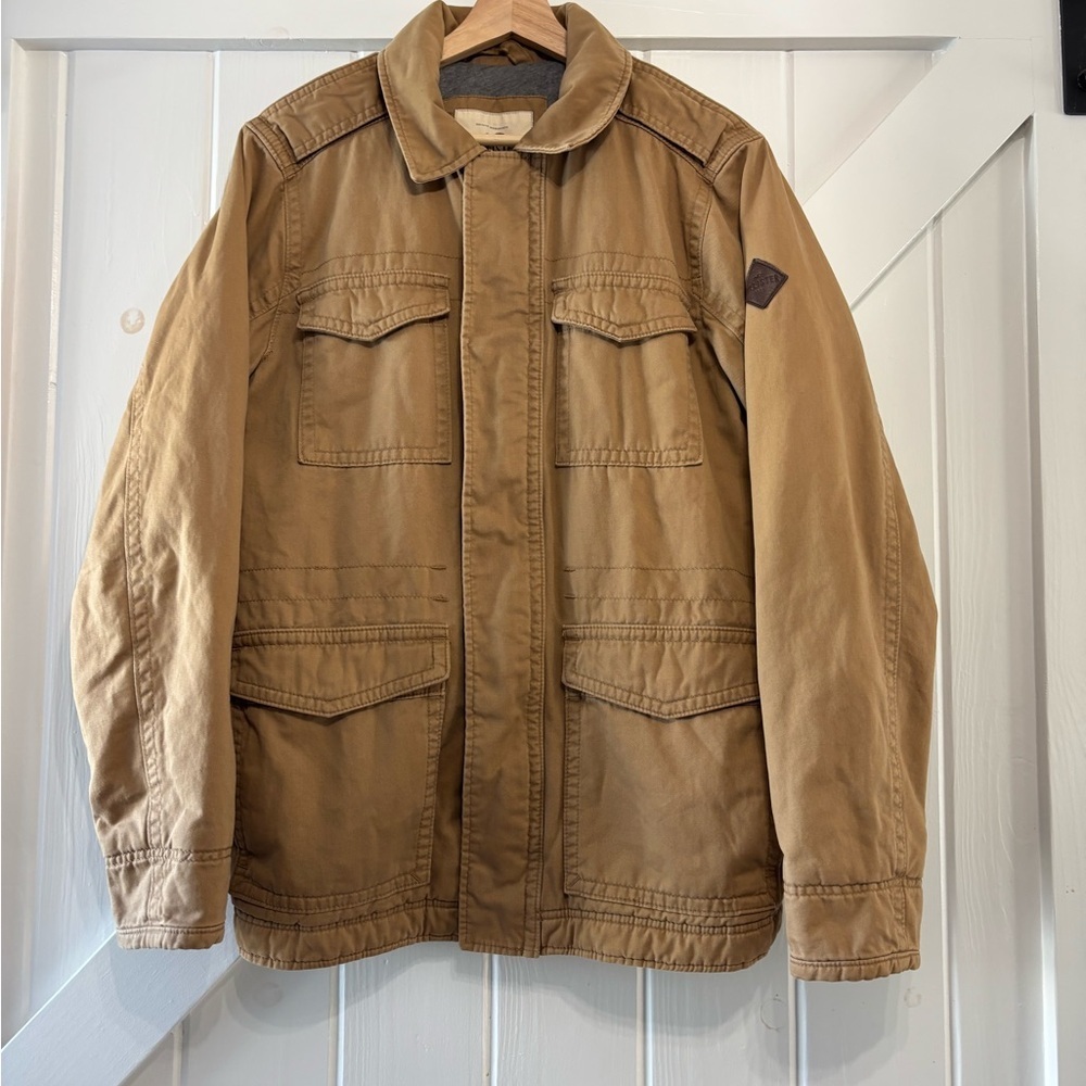 Hollister Men’s Tan Field Utility Jacket Jersey lined four pocket Medium - Picture 3 of 12